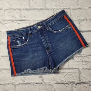 Zara Denim Trafaluc Shorts with Red Racing Stripe size 6